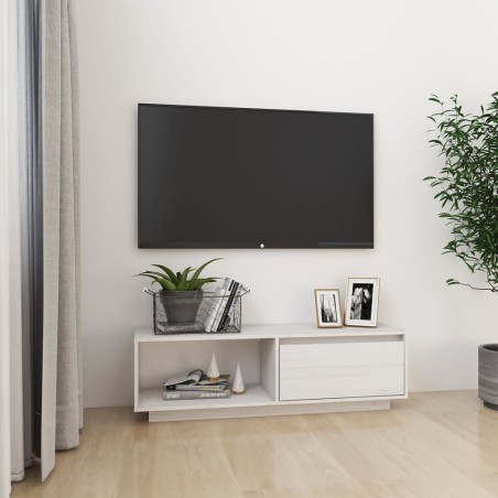vidaXL Mueble de TV de madera maciza de pino blanco 110x30x33,5 cm