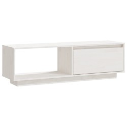 vidaXL Mueble de TV de madera maciza de pino blanco 110x30x33,5 cm