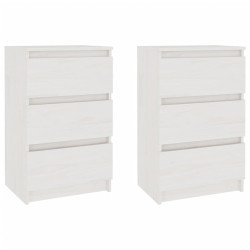 vidaXL Mesitas de noche 2 uds madera maciza pino blanco 40x29,5x64 cm