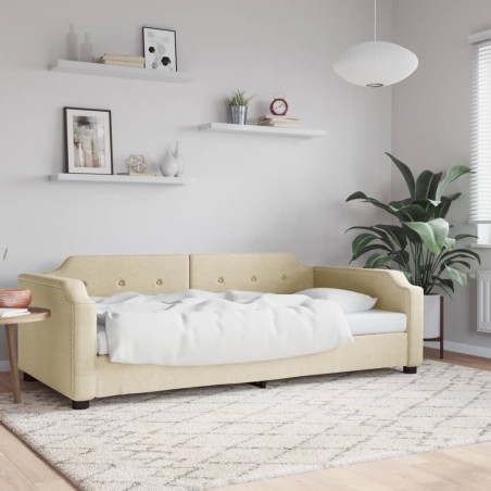 vidaXL Sofá cama tela color crema 90x200 cm