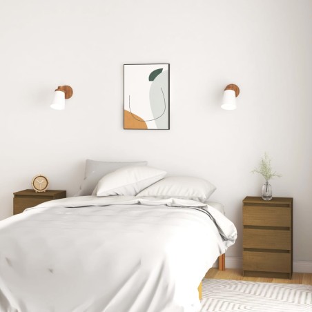vidaXL Mesitas de noche 2 uds madera maciza de pino marrón miel