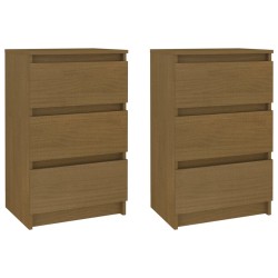 vidaXL Mesitas de noche 2 uds madera maciza de pino marrón miel