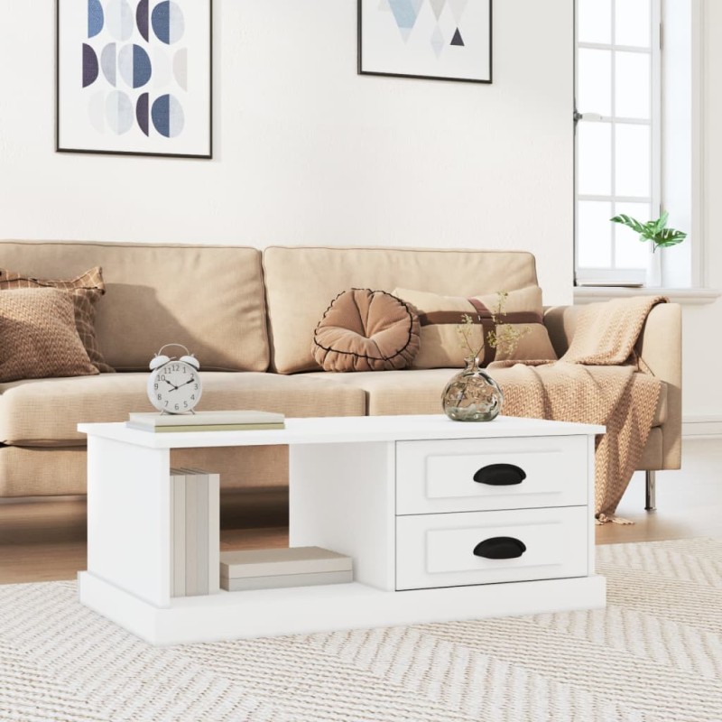 vidaXL Mesa de centro madera contrachapada blanco 90x50x35 cm vidaXL Mesa de centro madera contrachapada blanco 90x50x35 cm