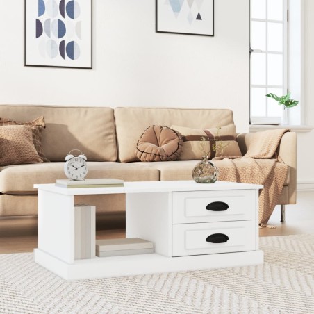 vidaXL Mesa de centro madera contrachapada blanco 90x50x35 cm