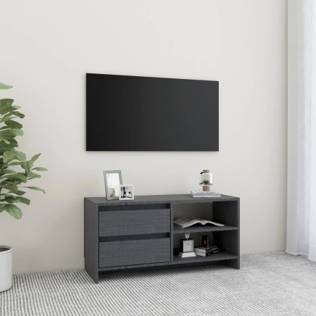 vidaXL Mueble para TV de madera maciza de pino gris 80x31x39 cm