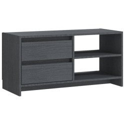 vidaXL Mueble para TV de madera maciza de pino gris 80x31x39 cm