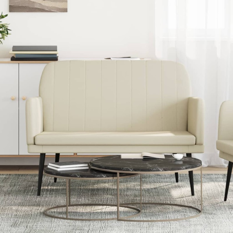 vidaXL Banco de cuero sintético color crema 107x80x81 cm vidaXL Banco de cuero sintético color crema 107x80x81 cm