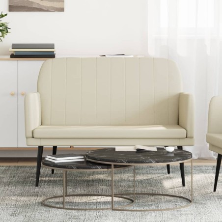 vidaXL Banco de cuero sintético color crema 107x80x81 cm