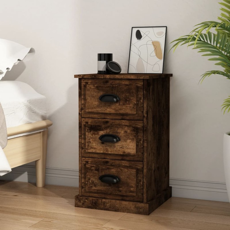 vidaXL Mesita de noche madera contrachapada roble ahumado 39x39x67 cm vidaXL Mesita de noche madera contrachapada roble ahumado 39x39x67 cm