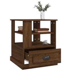 vidaXL Mesa auxiliar madera contrachapada roble marrón 50x50x60 cm