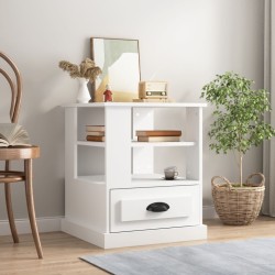 vidaXL Mesa auxiliar madera contrachapada blanco 50x50x60 cm