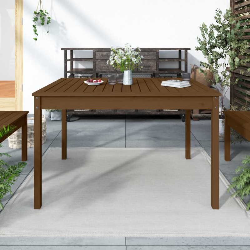 vidaXL Mesa de jardín madera maciza pino marrón miel 121x82,5x76 cm vidaXL Mesa de jardín madera maciza pino marrón miel 121x82,5x76 cm