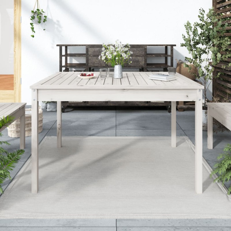 vidaXL Mesa de jardín madera maciza pino blanco 121x82,5x76 cm vidaXL Mesa de jardín madera maciza pino blanco 121x82,5x76 cm