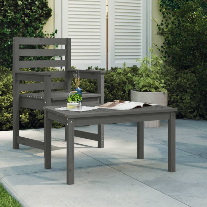 vidaXL Mesa de jardín madera maciza de pino gris 82,5x50,5x45 cm vidaXL Mesa de jardín madera maciza de pino gris 82,5x50,5x45 cm