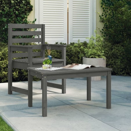 vidaXL Mesa de jardín madera maciza de pino gris 82,5x50,5x45 cm