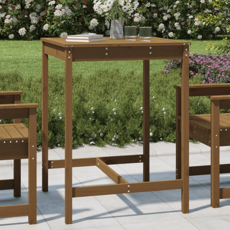 vidaXL Mesa de jardín madera maciza pino marrón miel 82,5x82,5x110 cm vidaXL Mesa de jardín madera maciza pino marrón miel 82,5x82,5x110 cm