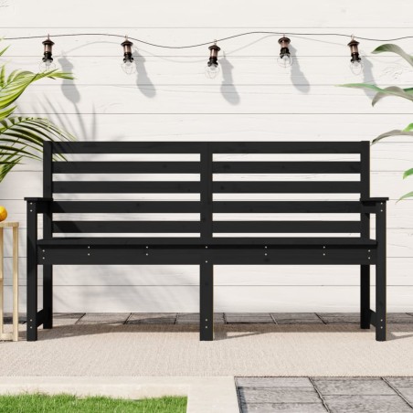 vidaXL Banco de jardín madera maciza pino negro 159,5x48x91,5 cm