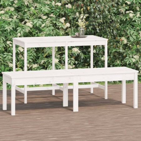 vidaXL Banco jardín 2 plazas madera maciza pino blanco 159,5x44x45 cm