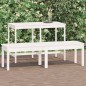 vidaXL Banco jardín 2 plazas madera maciza pino blanco 159,5x44x45 cm vidaXL Banco jardín 2 plazas madera maciza pino blanco 159,5x44x45 cm