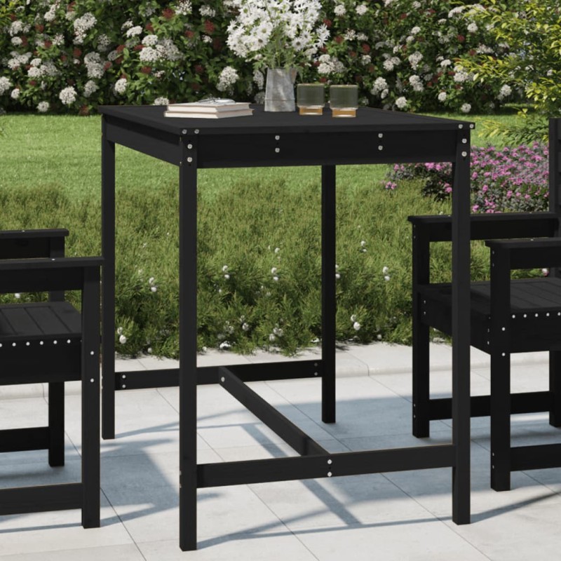 vidaXL Mesa de jardín madera maciza pino negro 121x82,5x110 cm vidaXL Mesa de jardín madera maciza pino negro 121x82,5x110 cm