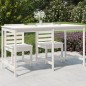 vidaXL Mesa de jardín madera maciza de pino blanca 203,5x90x110 cm