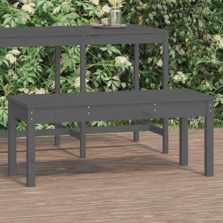 vidaXL Banco de jardín madera maciza de pino gris 109x44x45 cm