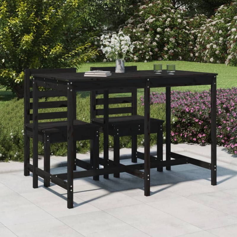 vidaXL Mesa de jardín madera maciza pino negro 159,5x82,5x110 cm
