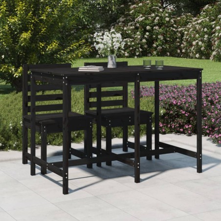 vidaXL Mesa de jardín madera maciza pino negro 159,5x82,5x110 cm