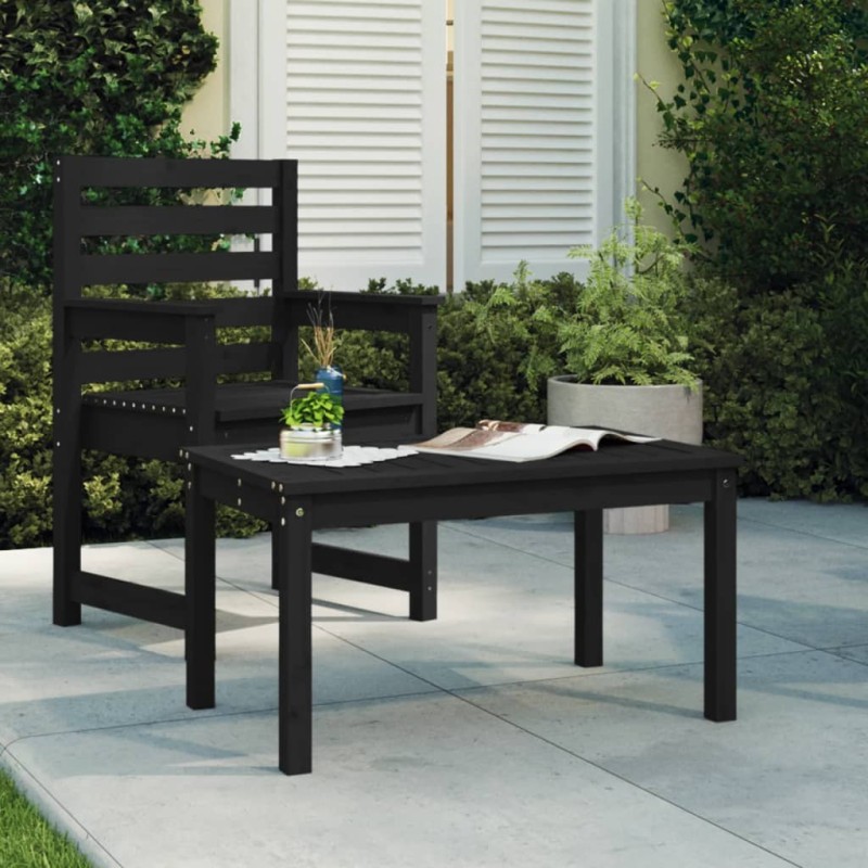 vidaXL Mesa de jardín madera maciza pino negro 82,5x50,5x45 cm vidaXL Mesa de jardín madera maciza pino negro 82,5x50,5x45 cm