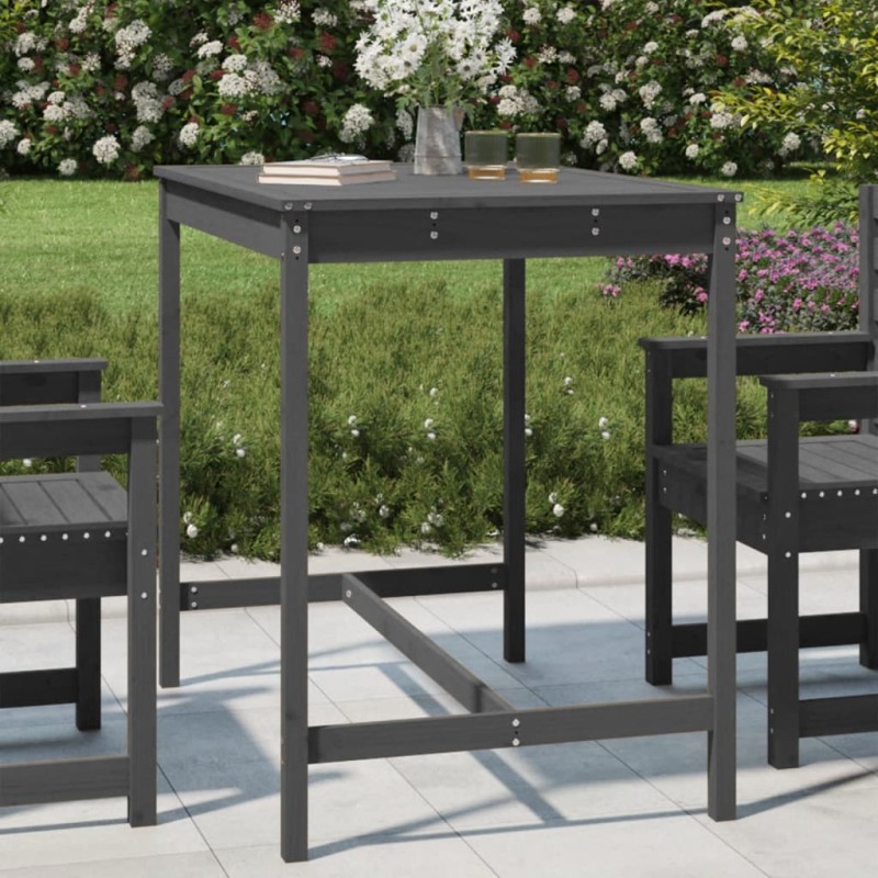 vidaXL Mesa de jardín madera maciza pino gris 121x82,5x110 cm