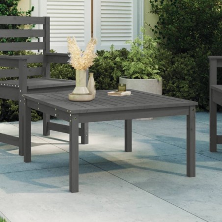 vidaXL Mesa de jardín madera maciza pino gris 82,5x82,5x45 cm