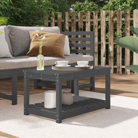 vidaXL Mesa de jardín madera maciza de pino gris 82,5x50,5x45 cm