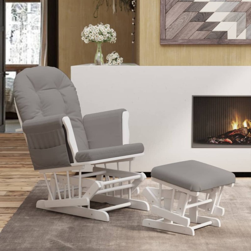 vidaXL Sillón de lactancia con taburete tela gris claro vidaXL Sillón de lactancia con taburete tela gris claro