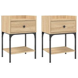 vidaXL Mesita noche 2 uds madera ingeniería roble Sonoma 40,5x31x60 cm