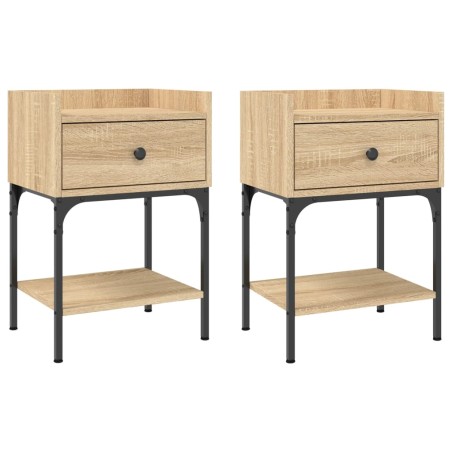 vidaXL Mesita noche 2 uds madera ingeniería roble Sonoma 40,5x31x60 cm