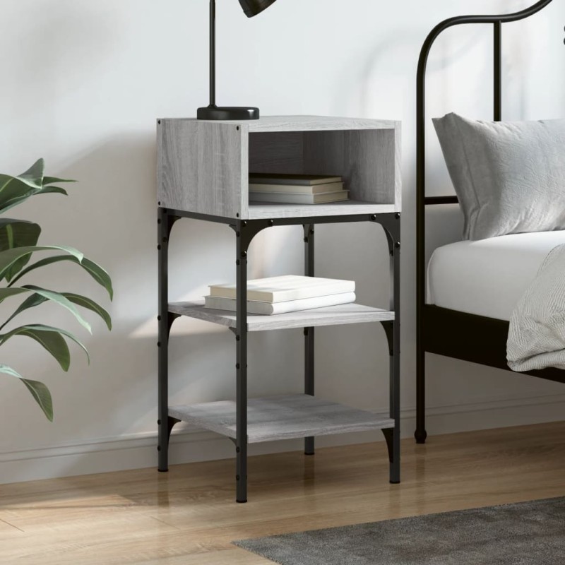 vidaXL Mesita de noche madera de ingeniería gris Sonoma 35x34,5x70 cm