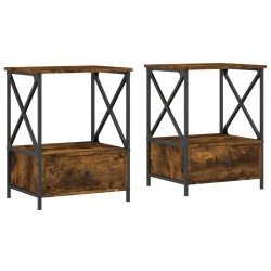 vidaXL Mesitas noche 2 uds madera ingeniería roble ahumado 50x41x65 cm