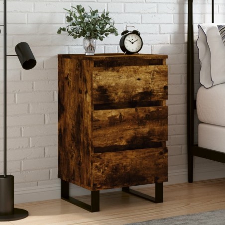 vidaXL Mesita de noche madera de ingeniería roble ahumado 40x35x69 cm