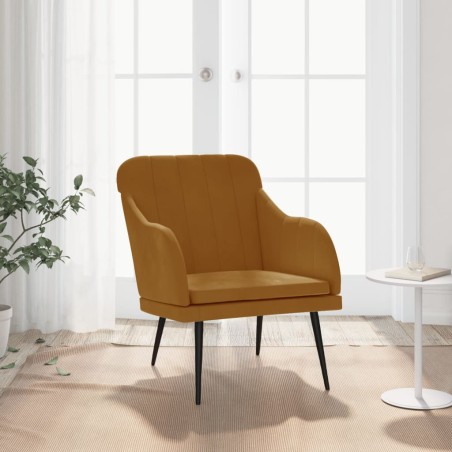 vidaXL Sillón de terciopelo marrón 63x76x80 cm
