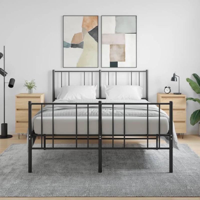 vidaXL Mesita noche 2 uds madera ingeniería roble Sonoma 40x35x69 cm