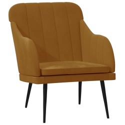 vidaXL Sillón de terciopelo marrón 63x76x80 cm