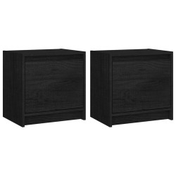 vidaXL Mesitas de noche 2 uds madera maciza pino negro 40x30,5x40 cm