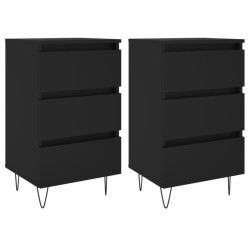 vidaXL Mesitas de noche 2 uds madera de ingeniería negro 40x35x69 cm