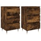 vidaXL Mesitas noche 2 uds madera ingeniería roble ahumado 40x35x69 cm vidaXL Mesitas noche 2 uds madera ingeniería roble ahumado 40x35x69 cm