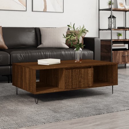 vidaXL Mesa de centro madera de ingeniería roble marrón 104x60x35 cm