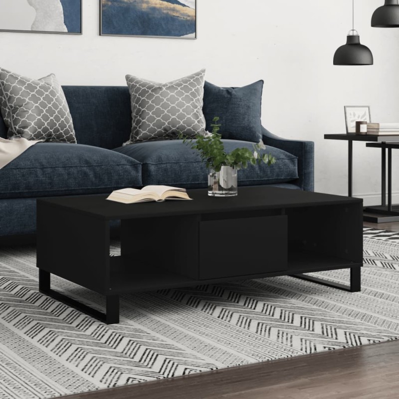 vidaXL Mesa de centro madera de ingeniería negro 104x60x35 cm vidaXL Mesa de centro madera de ingeniería negro 104x60x35 cm