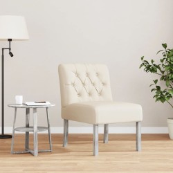 vidaXL Silla tapizada con botones tela color lino