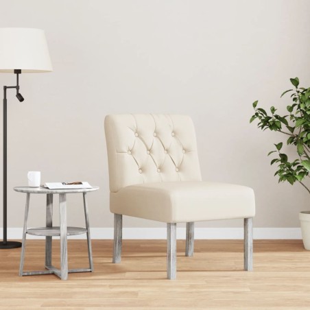 vidaXL Silla tapizada con botones tela color lino