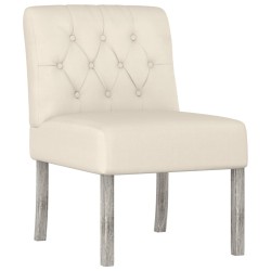 vidaXL Silla tapizada con botones tela color lino