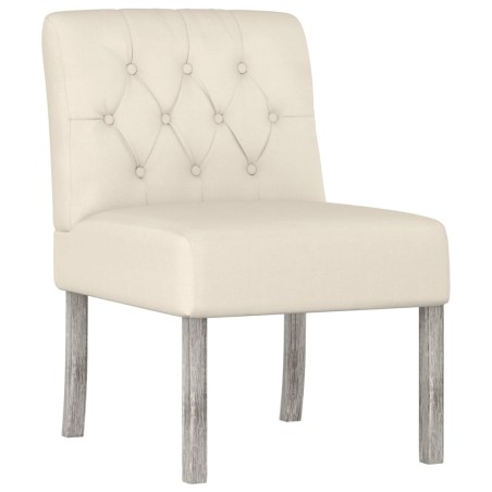 vidaXL Silla tapizada con botones tela color lino